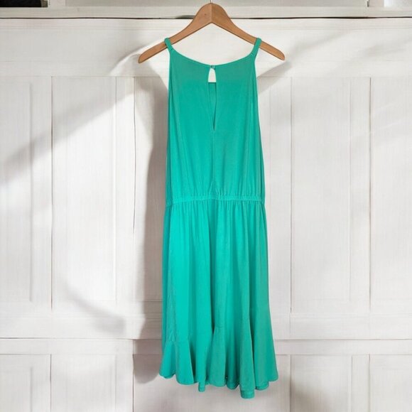Torrid Sleeveless Keyhole Maxi Dress W/ Pockets Teal Green/Blue 3X Elastic Waist - Picture 3 of 8